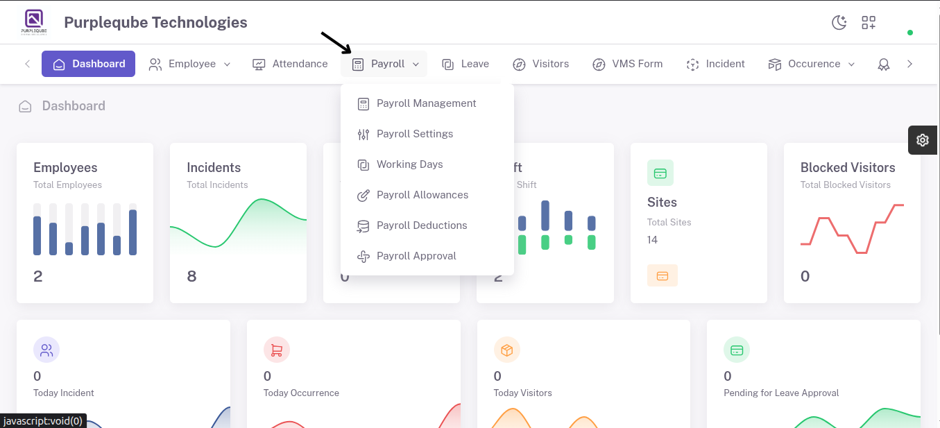 Payroll Dropdown Menu